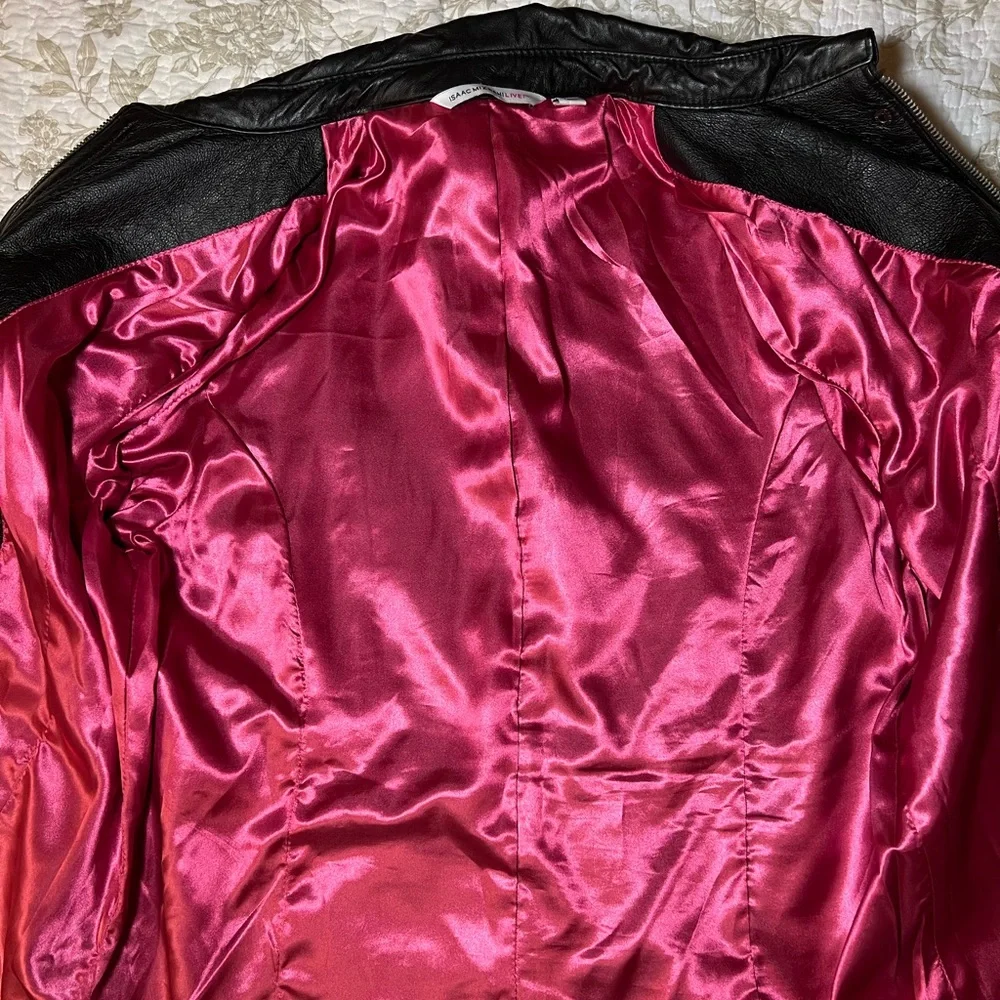 Isaac Mizrahi Live! Black Leather Coat Jacket, size medium Retro Indie Grunge - Picture 8 of 13